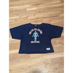 NAVY GOLD’S GYM CROPPED MUSCLEMAN TEE (Size M)